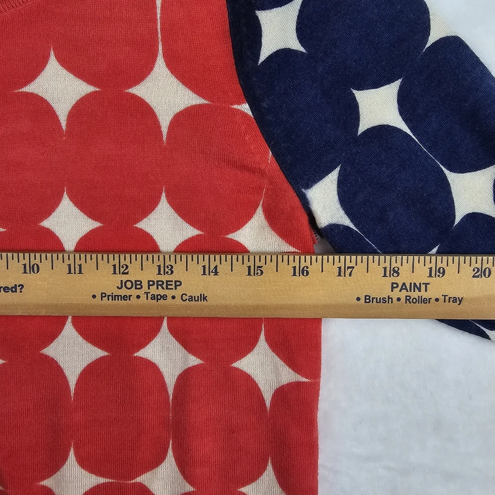 J.Crew Merino Wool Sweater M Red White Blue‎ 4th Celebration Work Office